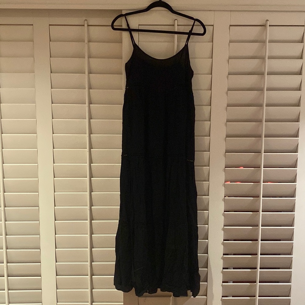 Black Maxi Dress with Eyelet Detail